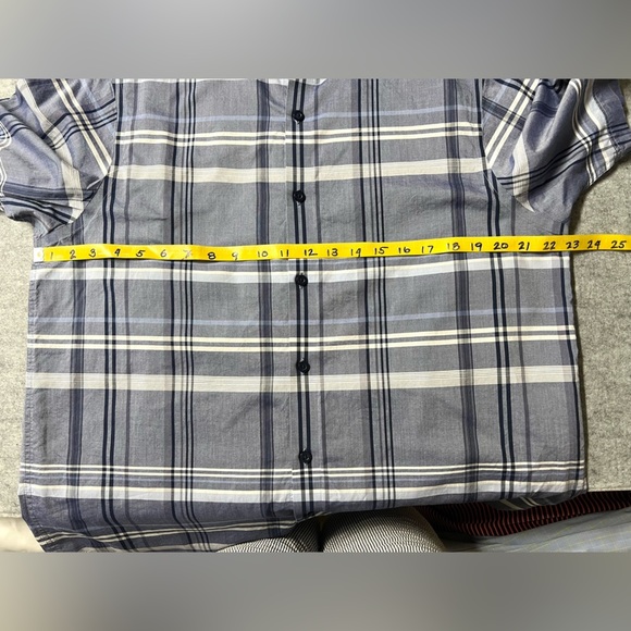 HART SCHAFFNER-MARX Men’s blue plaid short sleeve button down shirt size L - Picture 11 of 12